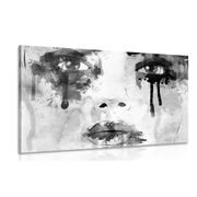 CANVAS PRINT FASHIONABLE WOMAN IN BLACK AND WHITE - BLACK AND WHITE PICTURES - PICTURES
