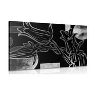 Canvas print ethnic flowers in black and white