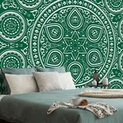 SELF ADHESIVE WALLPAPER DELICATE ETHNIC MANDALA IN GREEN DESIGN - SELF-ADHESIVE WALLPAPERS - WALLPAPERS