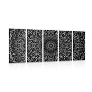 5 part picture Mandala in vintage style in black & white