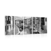 5-dielny obraz čiernobiele domčeky v mestečku