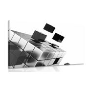 CANVAS PRINT STRATEGIC CUBE IN BLACK AND WHITE - BLACK AND WHITE PICTURES - PICTURES