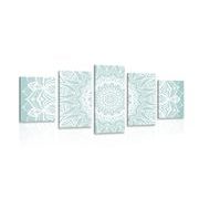 5-PIECE CANVAS PRINT MANDALA OF HARMONY ON A BLUE BACKGROUND - PICTURES FENG SHUI - PICTURES