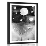 POSTER WITH MOUNT NIGHT SKY - BLACK AND WHITE - POSTERS