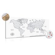 Picture on the cork of a beautiful black & white world map