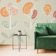 Samolepilna tapeta minimalistične rože v nevpadljivih barvah