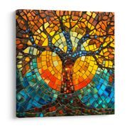 WANDBILD SONNENLEBENSBAUM IN MOSAIK - BILDER BÄUME DES LEBENS - BILDER