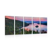 5-részes kép tó naplementekor