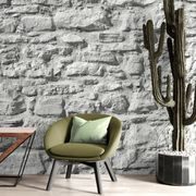 WALL MURAL GRAY STONE WALL - WALLPAPERS WITH IMITATION OF BRICK, STONE AND CONCRETE - WALLPAPERS