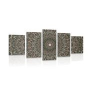 5-PIECE CANVAS PRINT MANDALA IN VINTAGE STYLE - PICTURES FENG SHUI - PICTURES