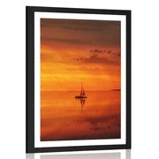 AFFICHE AVEC MONTURE BATEAU SOLITAIRE EN PLEINE MER - NATURE - AFFICHES