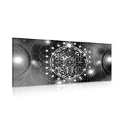 CANVAS PRINT CHARMING MANDALA IN BLACK AND WHITE - BLACK AND WHITE PICTURES - PICTURES