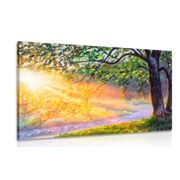 CANVAS PRINT SUNRISE IN THE FOREST - PICTURES OF NATURE AND LANDSCAPE - PICTURES