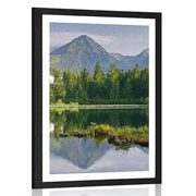 AFFICHE AVEC MONTURE BEAU PANORAMA SUR LES MONTAGNES AU BORD DU LAC - NATURE - AFFICHES