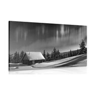 CANVAS PRINT FAIRY-TALE WINTER LANDSCAPE IN BLACK AND WHITE - BLACK AND WHITE PICTURES - PICTURES