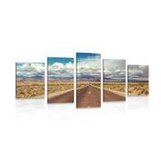 5-PIECE CANVAS PRINT ROAD IN THE DESERT - PICTURES OF NATURE AND LANDSCAPE - PICTURES