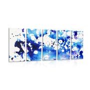 5 part picture blue watercolor in abstract design