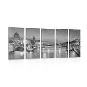 5-PIECE CANVAS PRINT DAZZLING PANORAMA OF PARIS IN BLACK AND WHITE - PICTURES OF CITIES - PICTURES