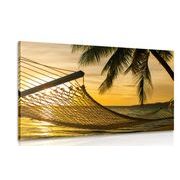 CANVAS PRINT HAMMOCK ON THE BEACH - PICTURES OF NATURE AND LANDSCAPE - PICTURES