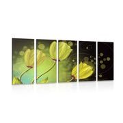 5-piece Canvas print flowers of gold