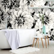 Fototapete Blüten der Dahlie in Schwarz-Weiß