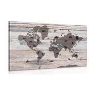 CANVAS PRINT MAP ON A WOODEN BASE - PICTURES OF MAPS - PICTURES