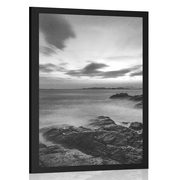 Poster Schöne Landschaft am Meer in Schwarz-Weiß