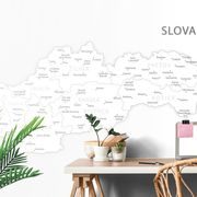 Selbstklebende Tapeta mapa Slovenska v čiernobielom