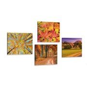 Set di quadri della natura coi colori dell'autunno