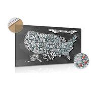 Wandbild auf Kork Moderne USA-Karte