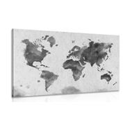 Obraz retro mapa świata w wersji czarno-białej