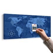 OBRAZ NA KORKU RUSTIKÁLNÍ MAPA SVĚTA V MODRÉ BARVĚ - OBRAZY NA KORKU - OBRAZY