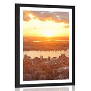 Plakát s paspartou západ slunce nad městem New York