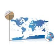 Wandbild auf Kork Weltkarte mit einzelnen Ländern