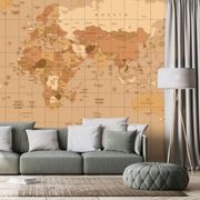 SELF ADHESIVE WALLPAPER WORLD MAP IN BEIGE SHADE - SELF-ADHESIVE WALLPAPERS - WALLPAPERS