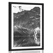 POSTER WITH MOUNT SEA EYE IN THE TATRAS IN BLACK AND WHITE - BLACK AND WHITE - POSTERS