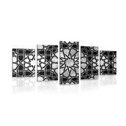 5-piece Canvas print oriental mosaic in black and white