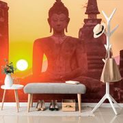 WALL MURAL BUDDHA STATUE AMIDST STONES - WALLPAPERS FENG SHUI - WALLPAPERS