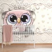 PAPIER PEINT HIBOU MIGNON - PAPIER PEINT POUR ENFANTS - PAPIER PEINT