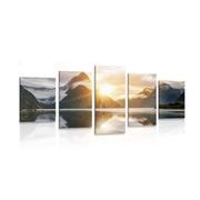 5-PIECE CANVAS PRINT BEAUTIFUL SUNRISE IN NEW ZEALAND - PICTURES OF NATURE AND LANDSCAPE - PICTURES