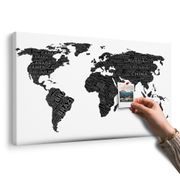 КАРТИНА ВЪРХУ КОРК – ЧЕРНО-БЯЛА КАРТА НА СВЕТА - КАРТИНИ ВЪРХУ КОРК - КАРТИНИ