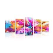 5 part picture abstract colorful flowers