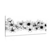 CANVAS PRINT CHERRY BLOSSOMS IN BLACK AND WHITE - BLACK AND WHITE PICTURES - PICTURES