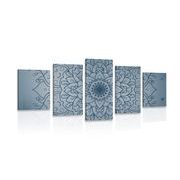 QUADRO IN 5 PARTI MANDALA A FORMA DI FIORE BLU SCURO - QUADRI FENG SHUI - QUADRI