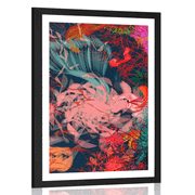 AFFICHE AVEC MONTURE FLEURS ABSTRAITES - ABSTRAIT ET À MOTIFS - AFFICHES