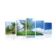 5-PIECE CANVAS PRINT BEAUTIFUL BEACH ON THE ISLAND OF SEYCHELLES - PICTURES OF NATURE AND LANDSCAPE - PICTURES