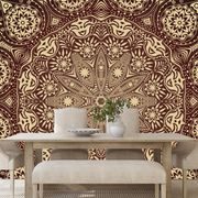 SELF ADHESIVE WALLPAPER ORNAMENTAL MANDALA WITH A LACE IN BURGUNDY - SELF-ADHESIVE WALLPAPERS - WALLPAPERS