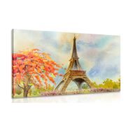 TABLEAU SUR TOILE – TOUR EIFFEL EN COULEURS PASTEL - TABLEAUX DE LA VILLE - TABLEAUX