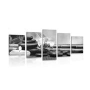 IMPRESSION SUR TOILE EN 5 PARTIES FENG SHUI NATURE MORTE EN NOIR ET BLANC - IMPRESSIONS SUR TOILE NOIR ET BLANC - IMPRESSION SUR TOILE