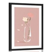 POSTER MIT PASSEPARTOUT MINIMALISTISCHE BLUMEN IN DER VASE - VASEN - POSTER